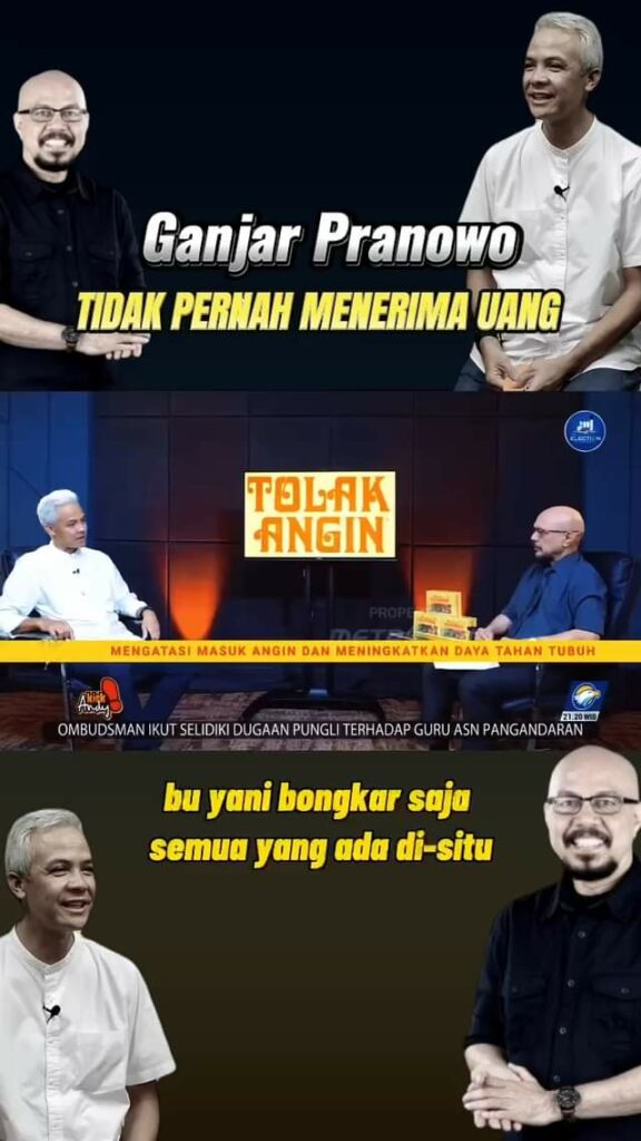 Di acara Kick Andy ganjarpranowo dengan tegas menyatakan tidak pernah menerima u