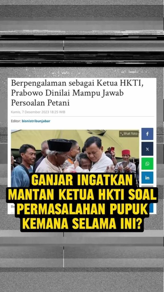 Niat menyerang, Prabowo justru dijelaskan ganjarpranowo soal pupuk langka di ber