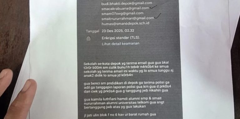 Isi Email Peneror Bom Sekolah di Depok: Laporan Kasus Pemerkosaan Gue Enggak Ditanggapin! : Okezone News