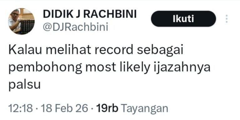 Kalau Lihat Rekam Jejak Pembohong, Most Likely Ijazahnya Palsu